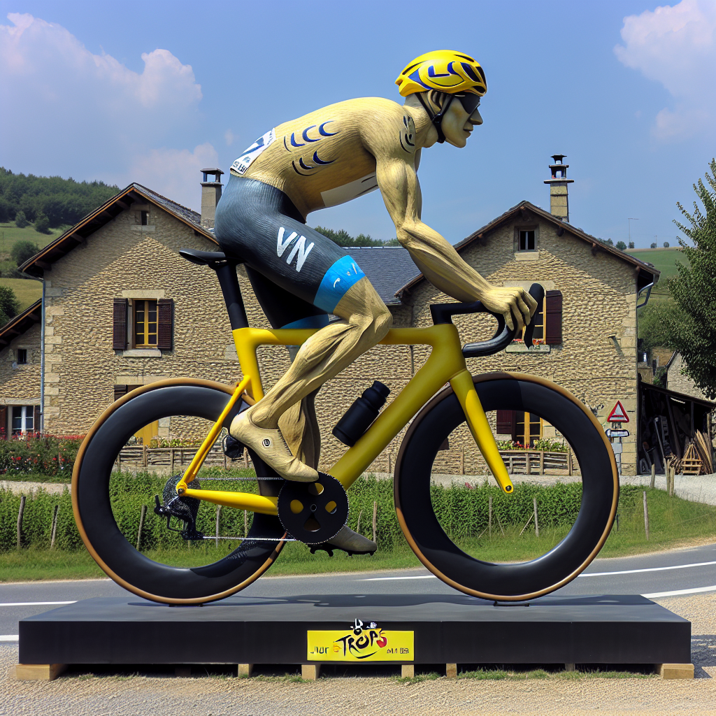 Viniou : Villars-Fontaine : un cycliste géant au numéro « Vin ».